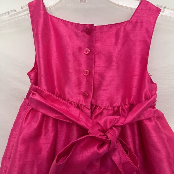 LILLY WICKET Party Girls Dress Sz 4 Hot Pink Rosette Pleats Sleeveless Tie Tulle - Picture 5 of 8